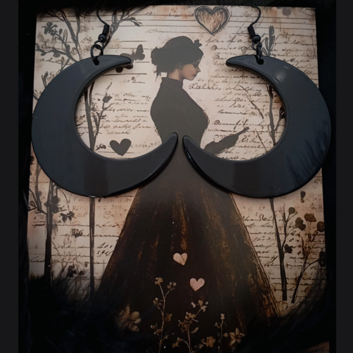 Μαύρα Gothic Ακρυλικά Σκουλαρίκια Black Crescents