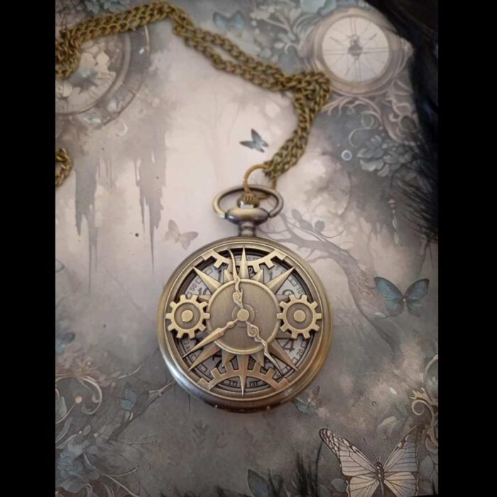 Μπρούντζινο Vintage Steampunk Ρολόι Τσέπης με Αλυσίδα