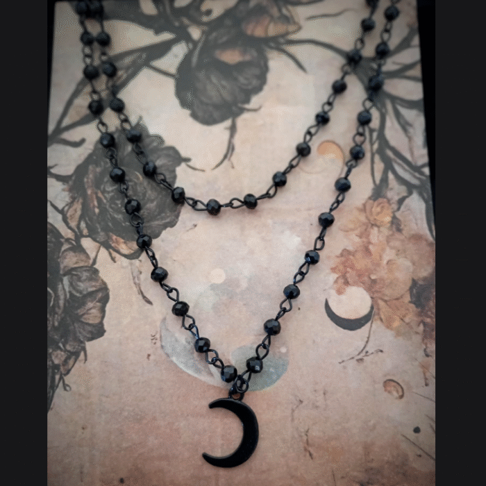 Set 2 Κολιέ Αλυσίδες Black Crystals με Ημισέληνο