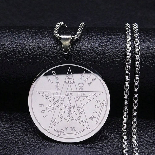 Ασημί Ατσάλινο Μενταγιόν Δίσκος Tetragrammaton