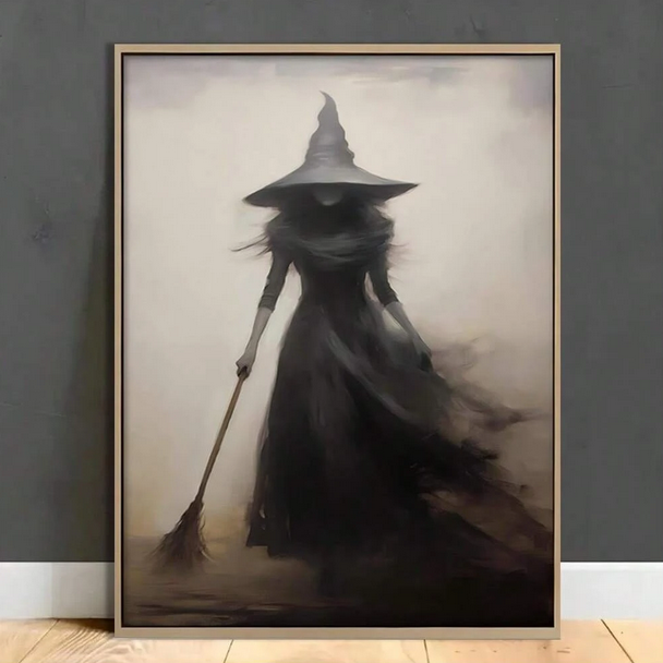 Mystic Wall Art Print Witch and Her Broom