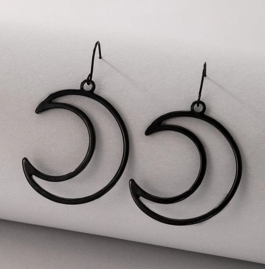 Μαύρα Gothic Σκουλαρίκια Hollow Crescents