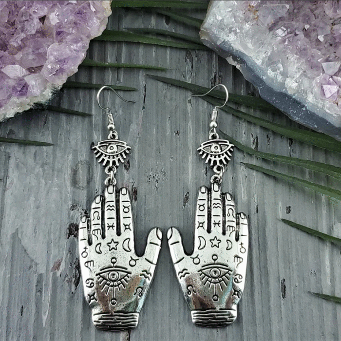Μεγάλα Mystic Ασημί Σκουλαρίκια Hands of Power