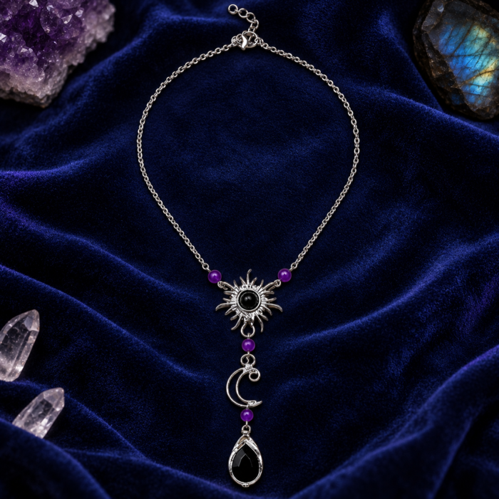 Ασημί Mystic Κολιέ Midnight Eclipse Sun & Moon